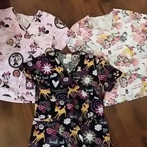 Set of 3 Disney Nurse Scrub Tops Uniform
